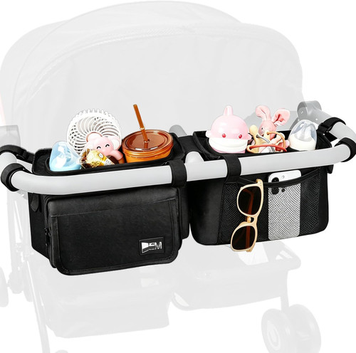 Double stroller organizer with - double,